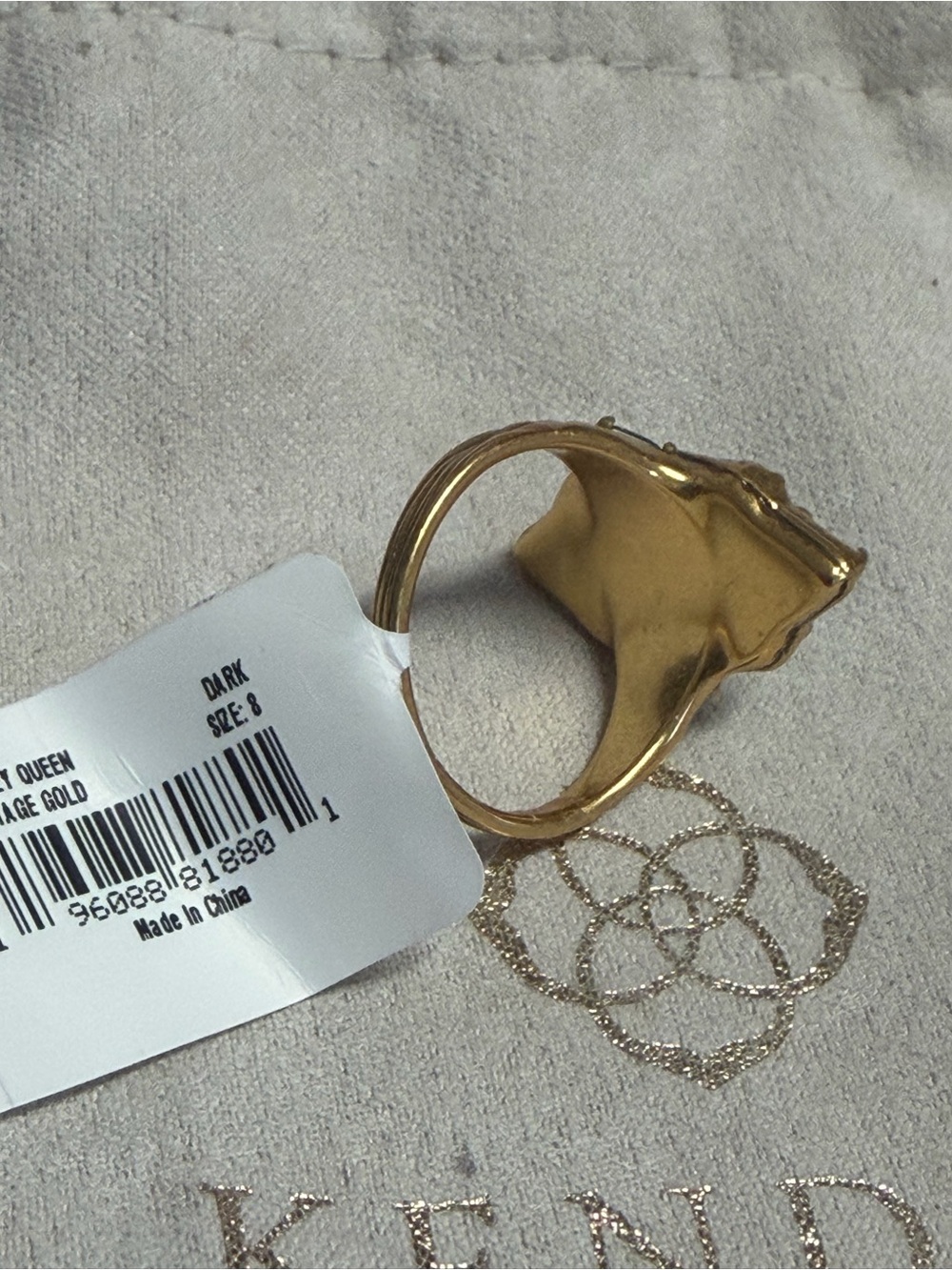 NWT Disney x Kendra Scott The Queen Vintage Gold Cocktail Ring sz 7 or 8 - Picture 9 of 12